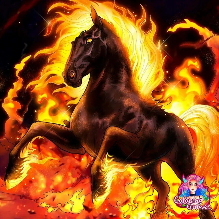 Гороскоп стрелец лошадь 2024. Огненный конь. Огненный жеребёнок. Лошадь в огне. Крылатый конь в огне.