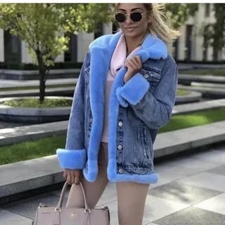 С чем носить джинсовую с мехом