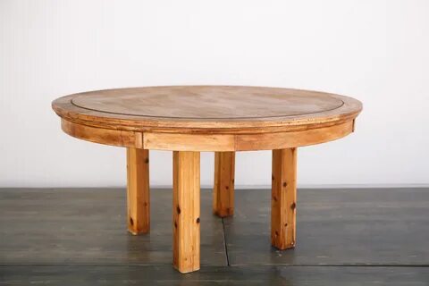 Round Wood Table with Wood Legs - Out Of The Dust Rentals