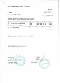 Вып работ