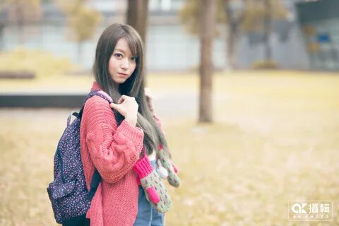 Download 2560x1440 Asian Girl, Cute, Long Hair, Backpack, Photography, Swea...