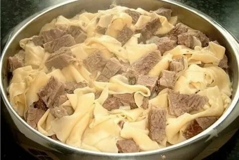 Тесто квадратиками с мясом