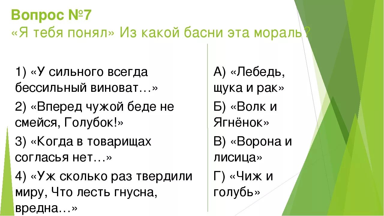 Загадки по басням Крылова. Басни крылова с вопросительными предложениями