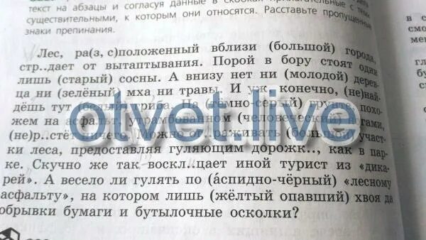 Прочитайте текст и согласуя его с рисунком. Лес расположенный вблизи большого города страдает. Лес , расположенный вблизи , города страдает от вытаптывания. Текст лес расположенный вблизи большого города. Лес расположение вблизи большого города страдает от вытаптывания.