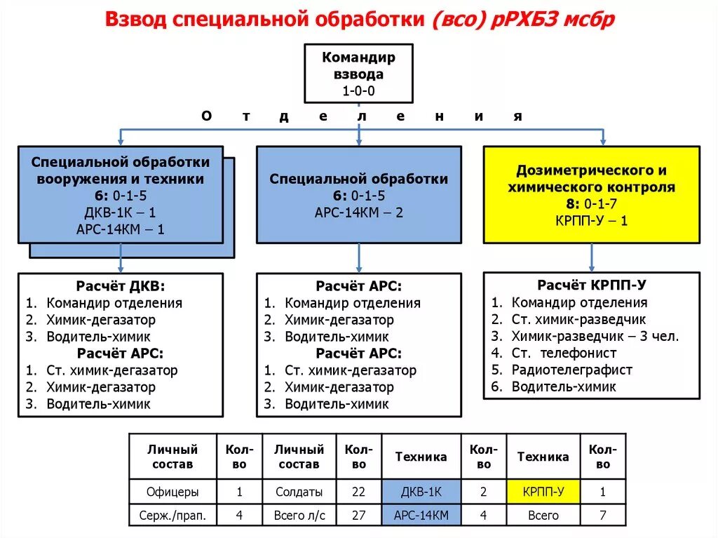 Штатно-организационная структура взвода РХБЗ. Организационная структура войск РХБЗ. Структура войск РХБ защиты. Структура взвода специальной. Обработки.