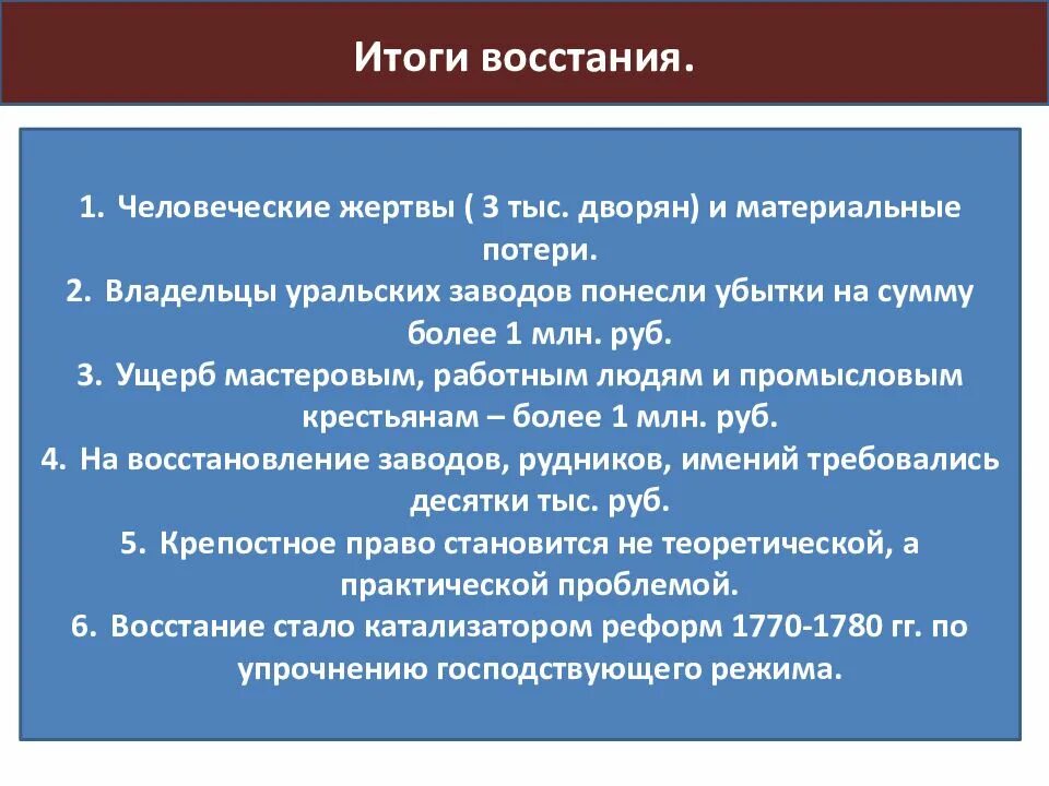 Результатом восстания стала. Результат Восстания Пугачева 1773-1775. Последствия Восстания Пугачева 1773-1775. Восстание е и Пугачева 1773-1775 итоги. Итоги Восстания Емельяна Пугачева.