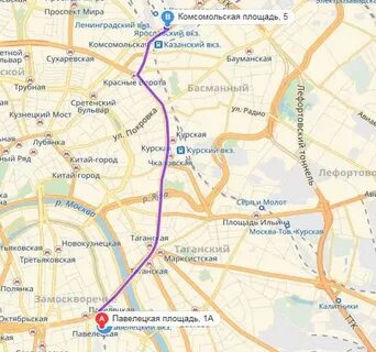 Расстояние от павелецкого до ярославского