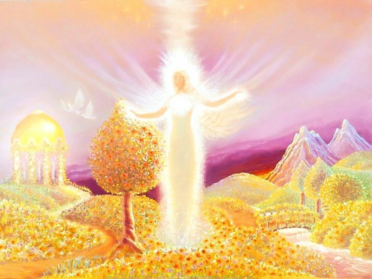 Какие лучшие духовные. Солнце сияет. Божественный свет души. Божественный свет живопись. Вселенский поток изобилия.