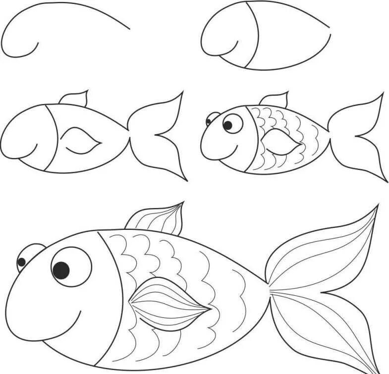 Рыбка карандашом. Поэтапное рисование рыбки. Рыба рисунок для детей карандашом. Рыбка рисунок карандашом. Нарисовать рисунок рыбу