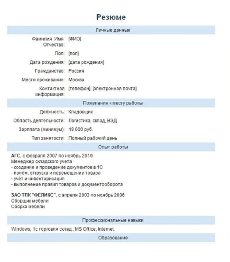 Резюме формата hh. Резюме образец. Пример резюме. Obrazec Resume. Пример резюме на работу.