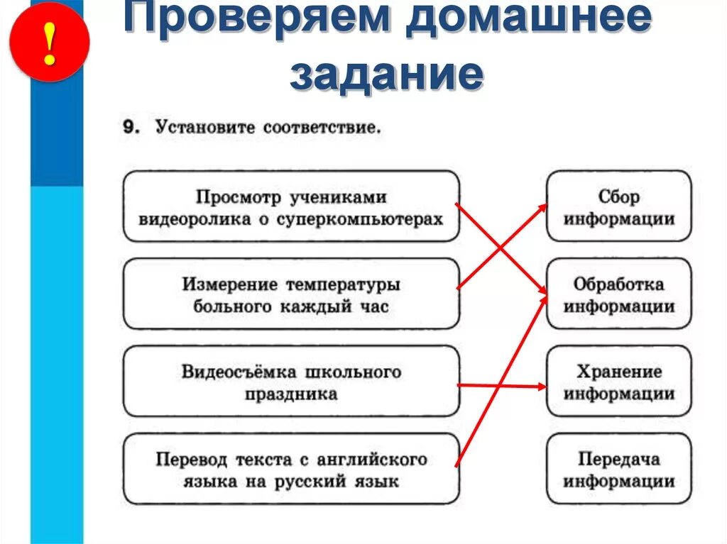 Установите соответствия обработка информации. Установите соответствие обработка информации. Установите соответствие сбор информации передача информации. Установите соответствие обработка информации передача информации. Установите соответствие просмотр учениками видеоролика.