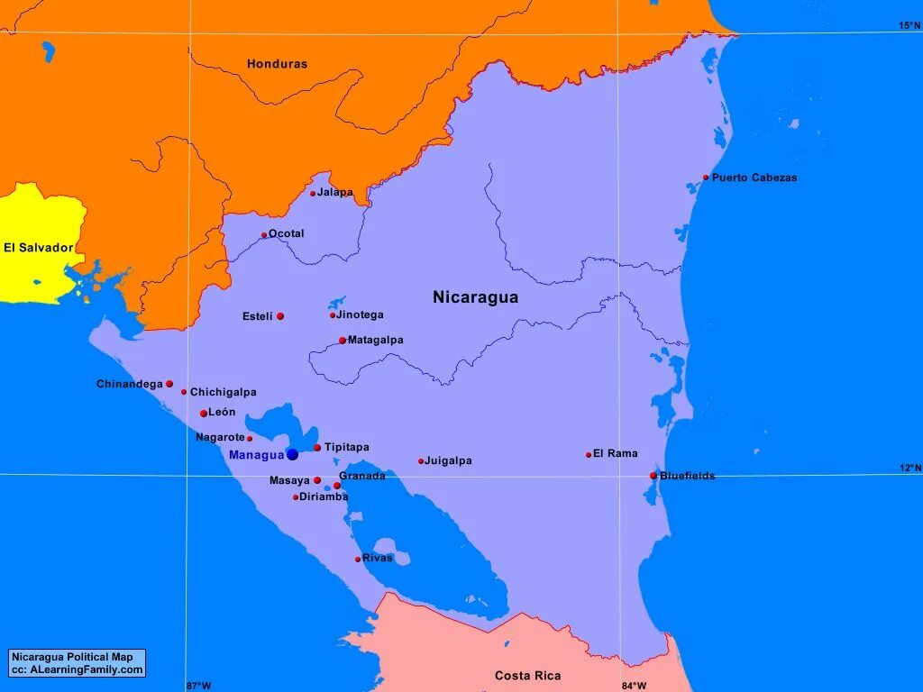 Государство Никарагуа на карте. Столица Никарагуа на карте. Никарагуа границы государства. Никарагуа Манагуа на карте. Столица гондураса на карте