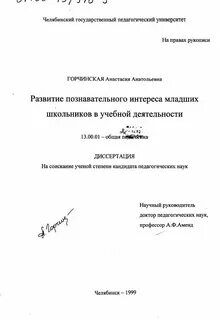 Познавательного интереса курсовая