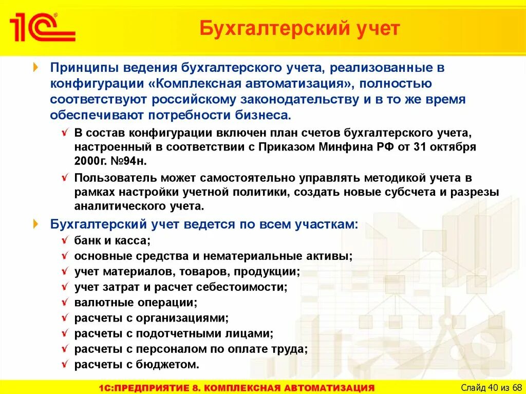 Автоматизированная система бухгалтерского учета 1с. Принципы ведения бухгалтерского учета. Программы для автоматизации бухучета. Преимущества автоматизации бухгалтерского учета. Название программного продукта для бухгалтерского учета