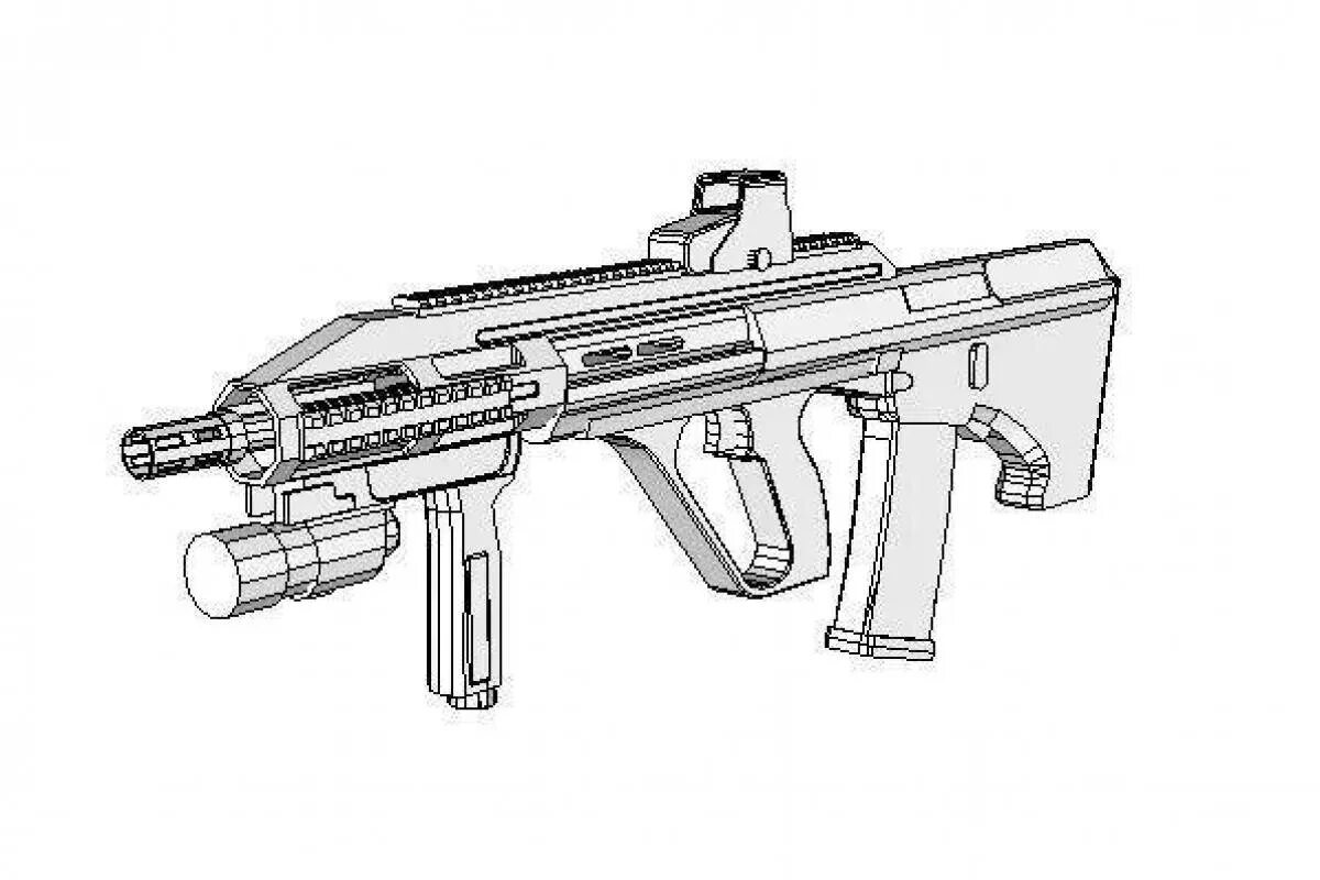 Автомат для раскрашивания. Раскраски для мальчиков оружие. Распечатка автоматы
