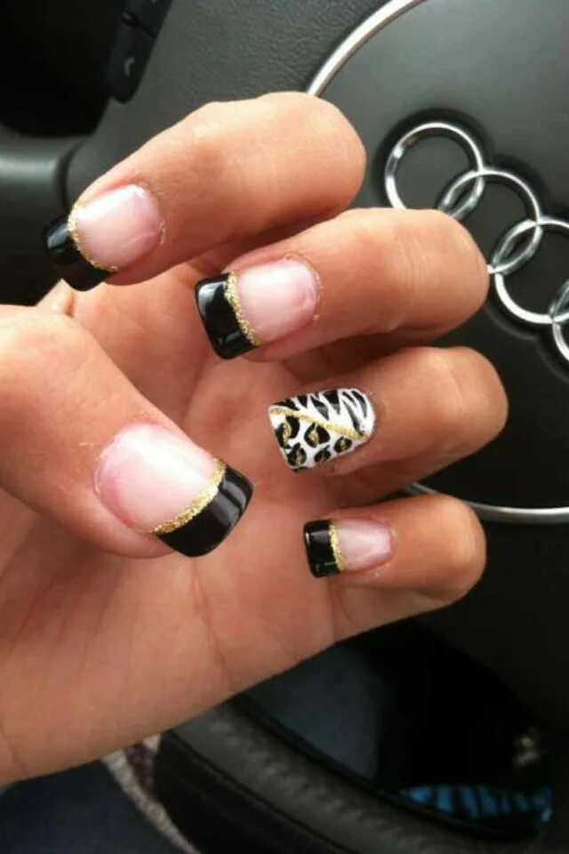 Маникюр черный френч с леопардом Leopard Nail Art Designs For 2017 Nail art designs 2016, Leopard nail art design