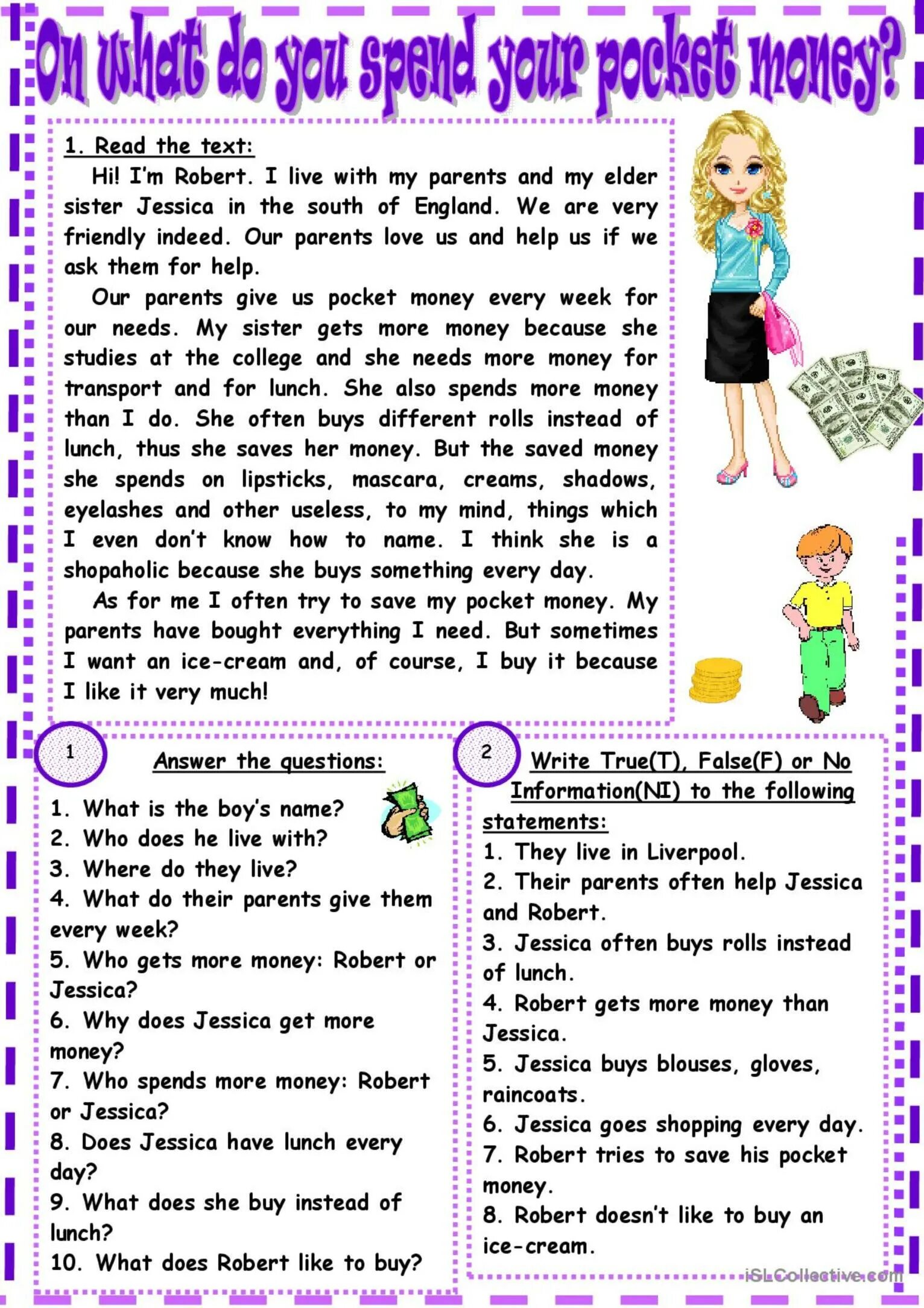 Spend false. Топики на английском языке. Worksheets чтение на английском. Comprehension reading в английском языке. Текст по английскому.