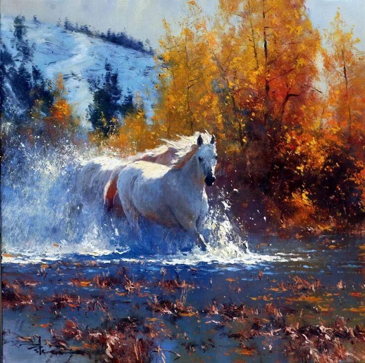 Картина лошадка. Robert Hagan картины лошади.