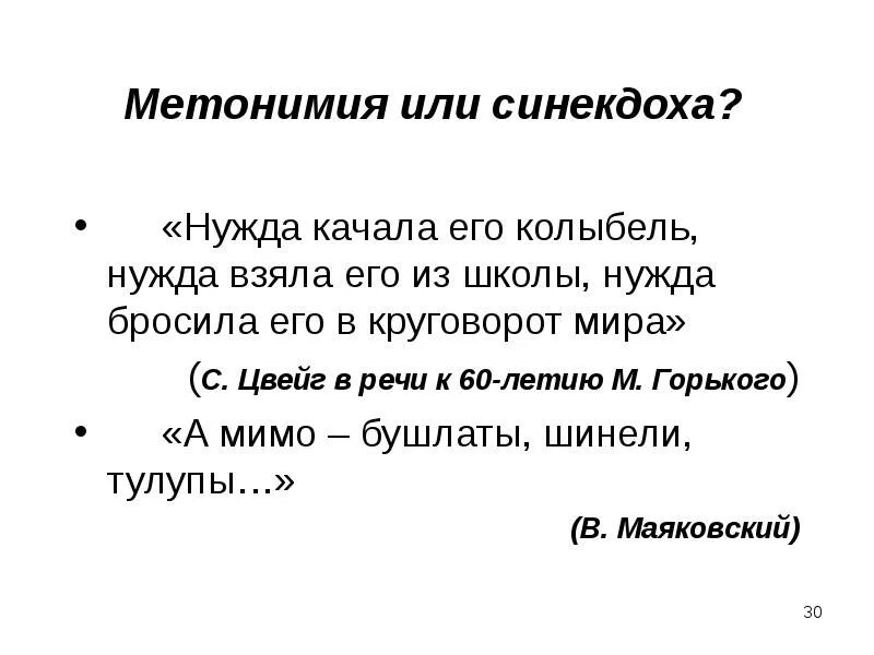 Как отличить метонимию от синекдохи