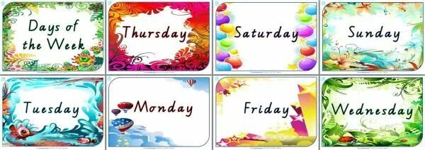 Days of the week for Kids. Days of the week Cards. Days of the week to Print. Плакат Sunday Monday.