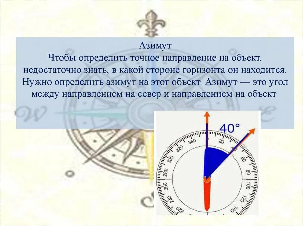 Направление азимута в градусах. Как определить Азимут. Определить Азимут на предмет. Азимут на объект. Азимут на предмет по компасу определить.