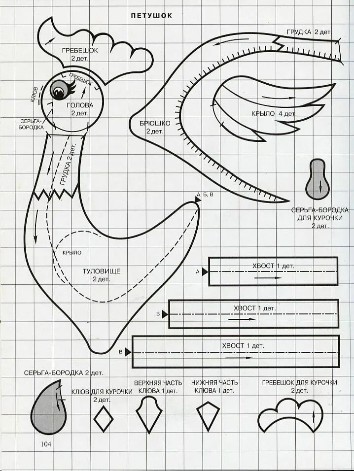 Выкройки петухов