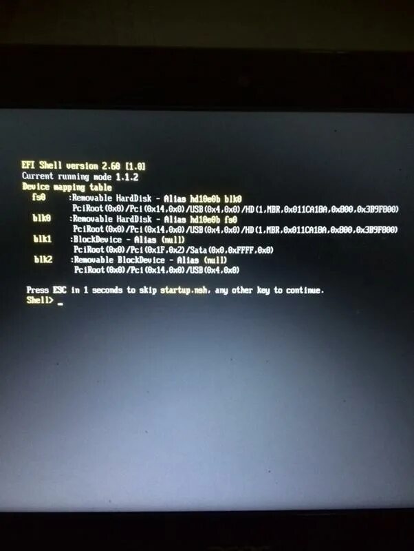 Ноутбук Acer Nitro 5 EFI Shell Version 2.70. EFI Shell выскакивает. EFI Shell Version 2.60 команды.