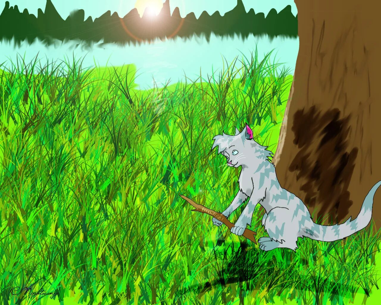 Catwar окрасы. Кетвар. Catwar племя луны. Коты воители фон. Коты воители лагерь речного племени у озера.