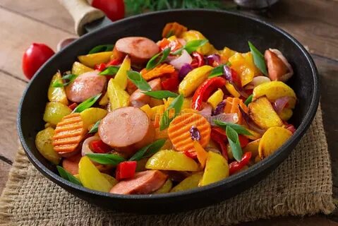 Овощи с сосисками рецепт