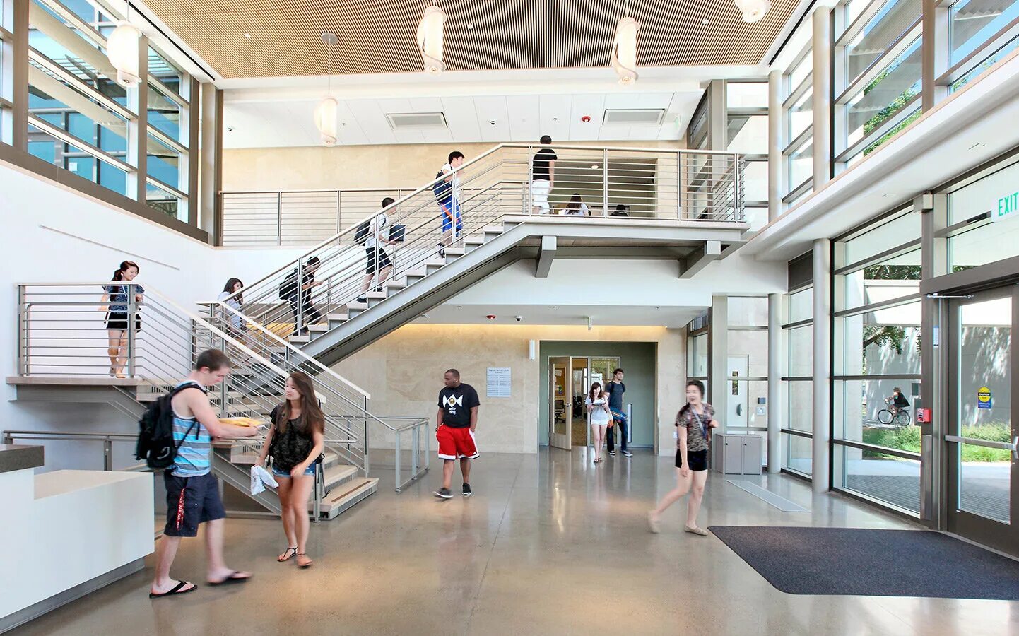 Student Center. Hall at School. Pupil Stairs. School entrance Hall.