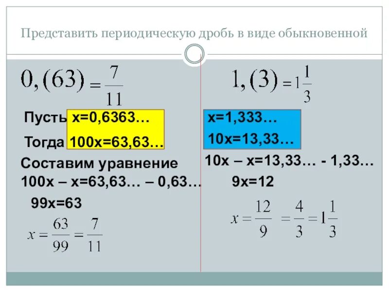 Представить периодическую дробь в виде обыкновенной