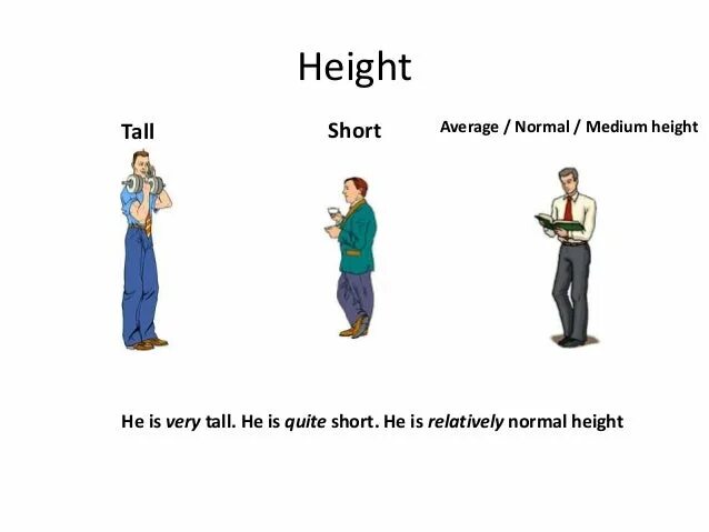 Tall short average height. Height English. Medium height. Short height