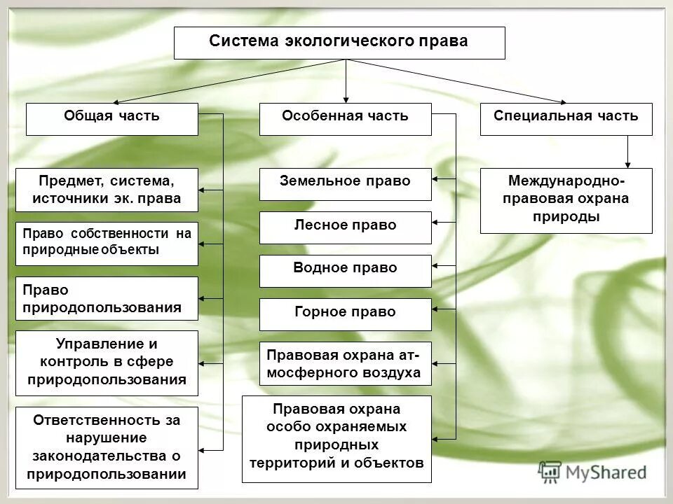 Структура экологического законодательства РФ. Правовые акты экология
