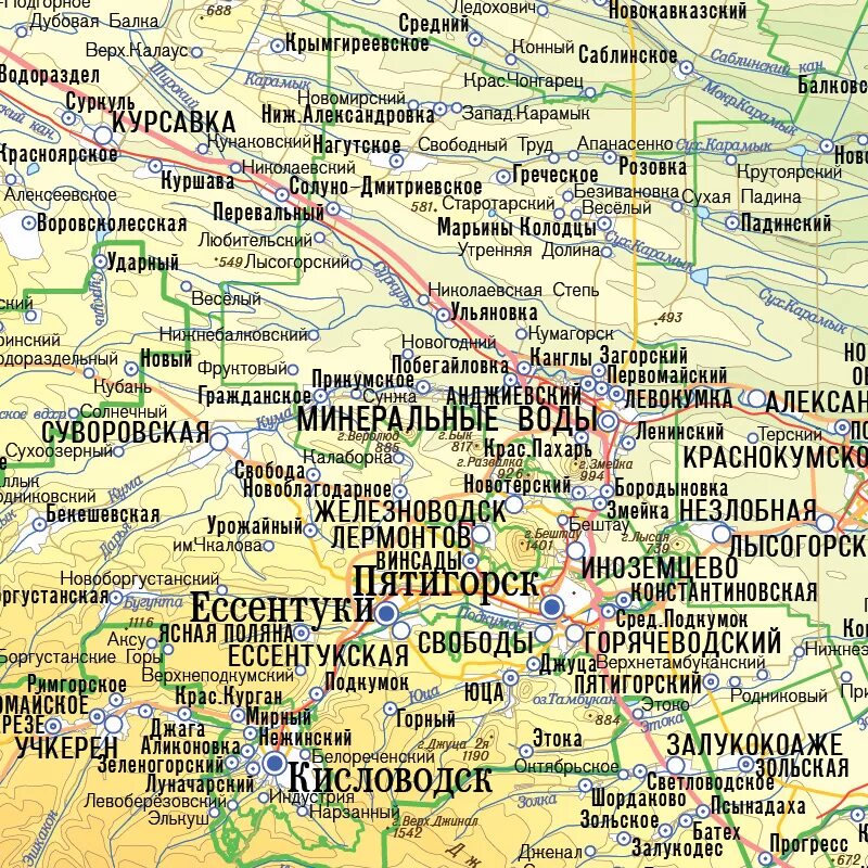 Пятигорск где находится на карте россии показать. Карта автодорог Ставропольского края с населенными пунктами. Автомобильная карта Ставропольского края с населенными пунктами. Карта Ставропольского края с городами подробная. Географическая карта Ставропольского края.