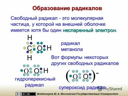 Механизм образования радикалов