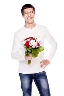 Человек с букетом