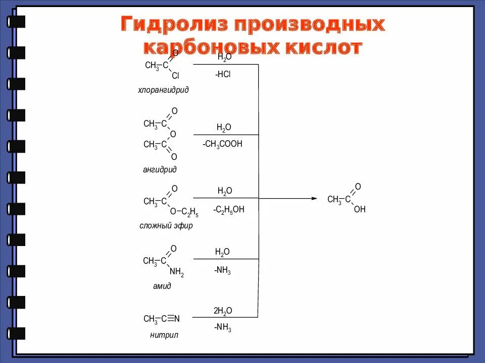 Получение производных карбоновых кислот. Карбоновые кислоты получение монокарбоновых. Гидролиз карбоновых кислот реакция. Гидролиз производных карбоновых кислот.