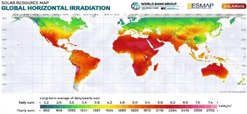 Solar maps. Global solar atlas. solar map. radiation map. solar hours map.