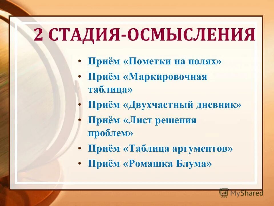 Прием осмысления. Прием осмысления