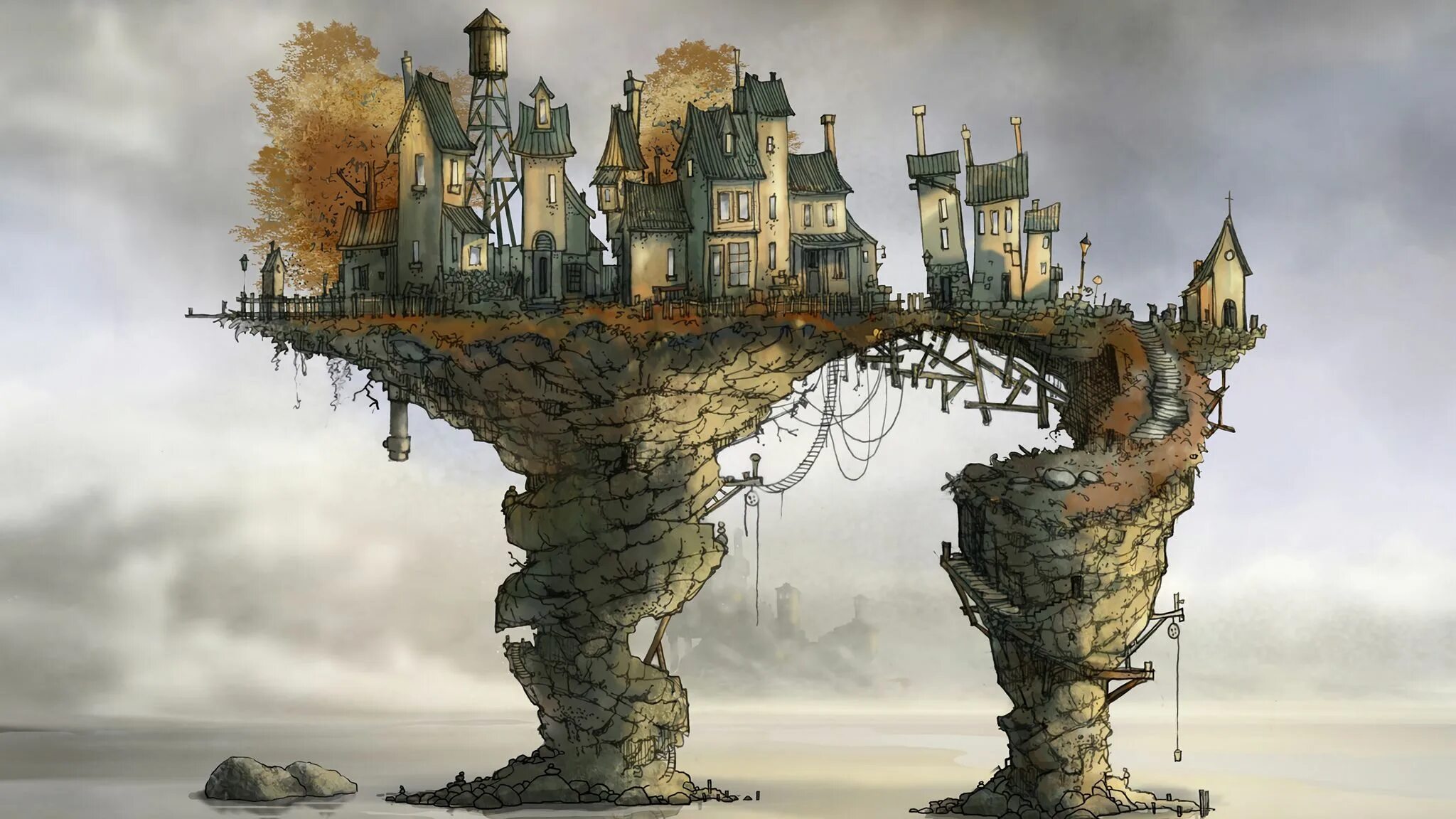 Космический пейзаж. Фантастические пейзажи. Фантастические пейзажи. Хмурое небо. Фантастические пейзажи.