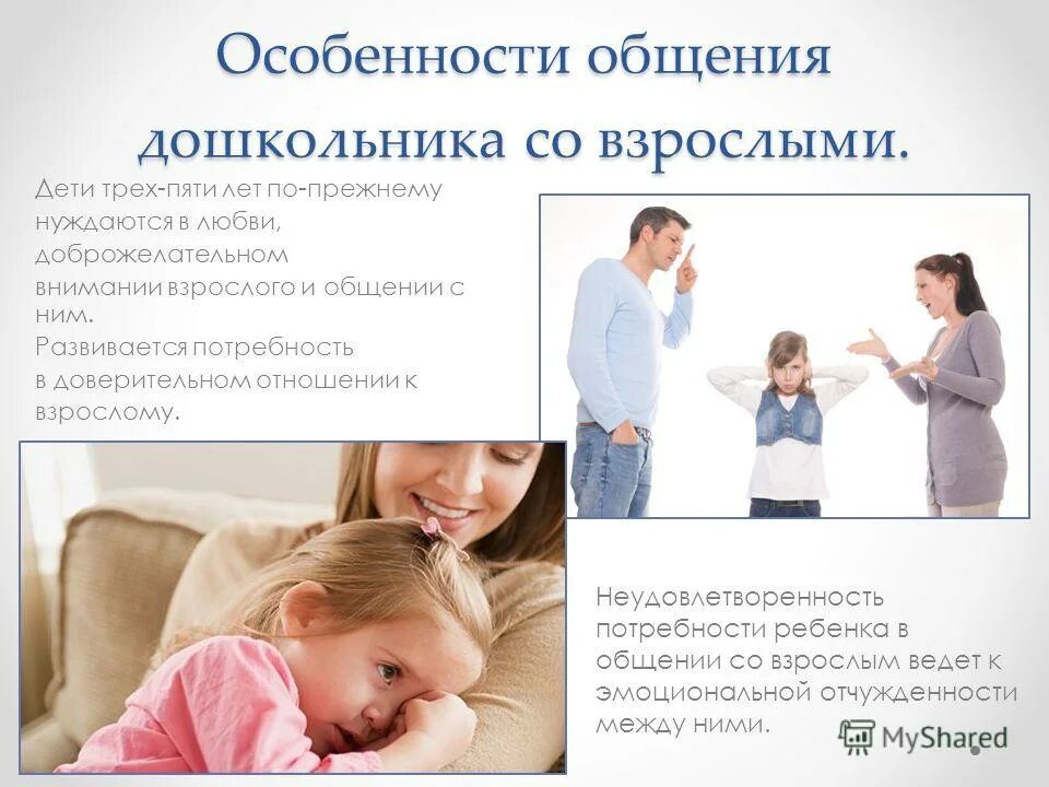 Особенности общения ребенка с родителями