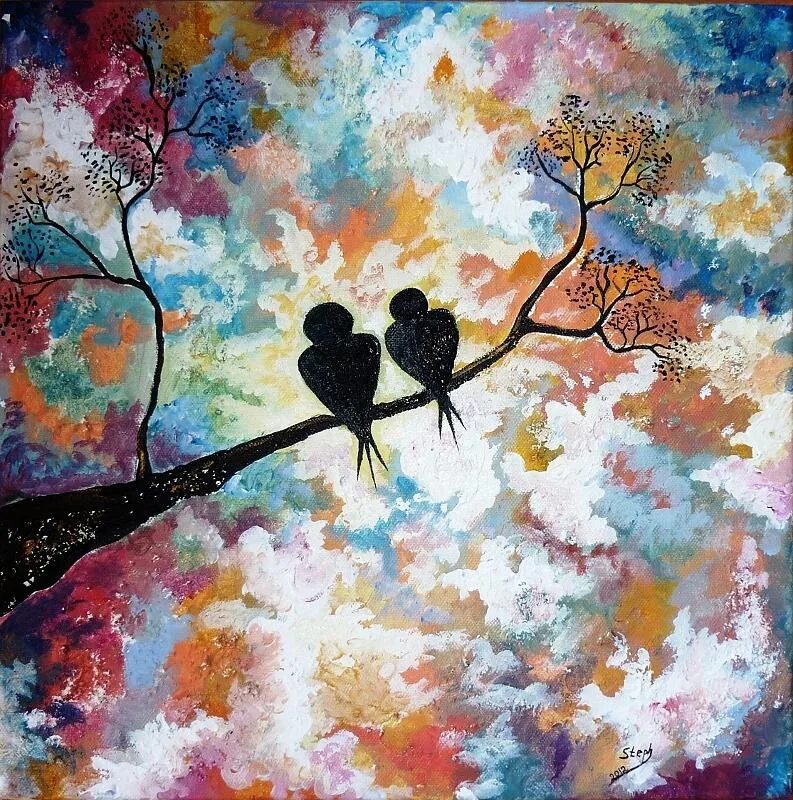 Птицы любовь в живописи. Картина "птицы любви". Иллюстрации любовь птиц. Птица любви рисунок.