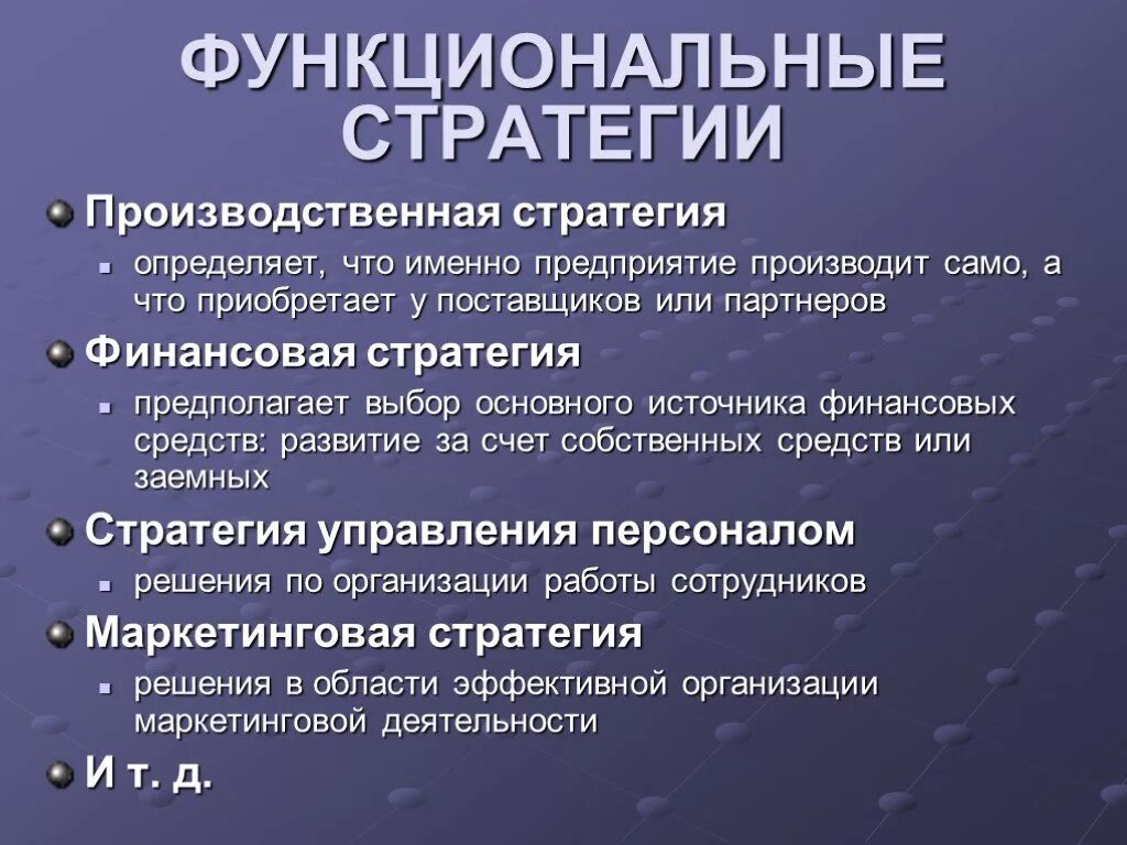 Функциональная стратегия предприятия