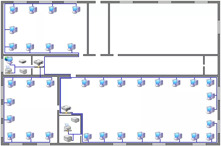 Проект локальной вычислительной сети. Схема ЛВС В здании. Топология сети предприятия Visio. Схема прокладки локальной сети предприятия. Чертеж локальной сети предприятия.