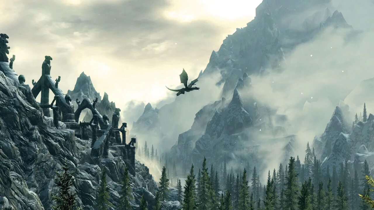 The Elder Scrolls v: Skyrim мир. Ветреный пик скайрим. The Elder Scrolls 5: Skyrim лес. The Elder Scrolls 5 горы.