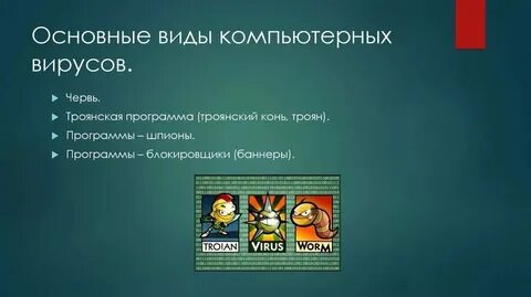 Перечислить типы вирусов