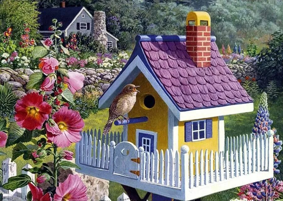 Home bird. Декоративные скворечники для сада. Декоративный домик для сада. Сказочный домик. Сказочный домик в цветах.