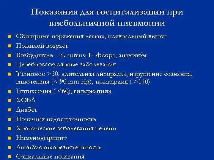 Госпитализация при пневмонии