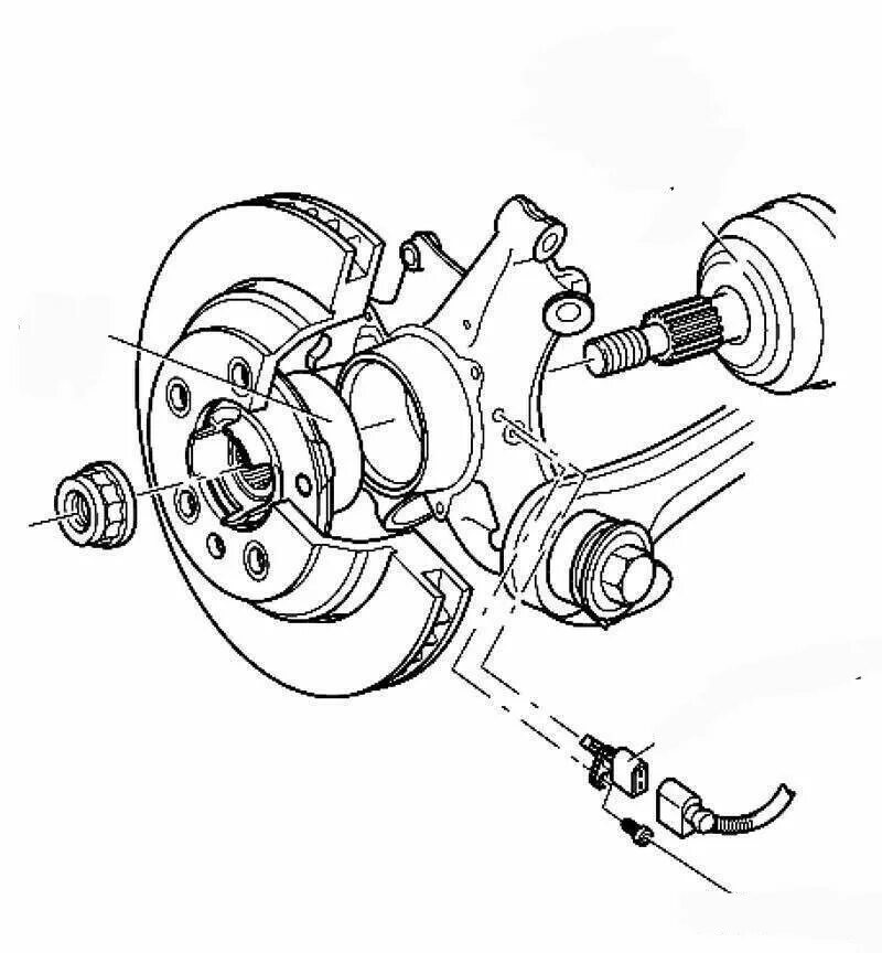 Схема ступицы колеса. Передняя ступица схема Фольксваген поло. Задняя ступица Фольксваген с АБС. Чертеж ступицы Пассат б5. Датчик АБС ступицы переднего колеса WV Крафтер.