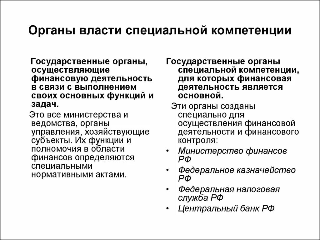 Исполнительная власть специальной компетенции